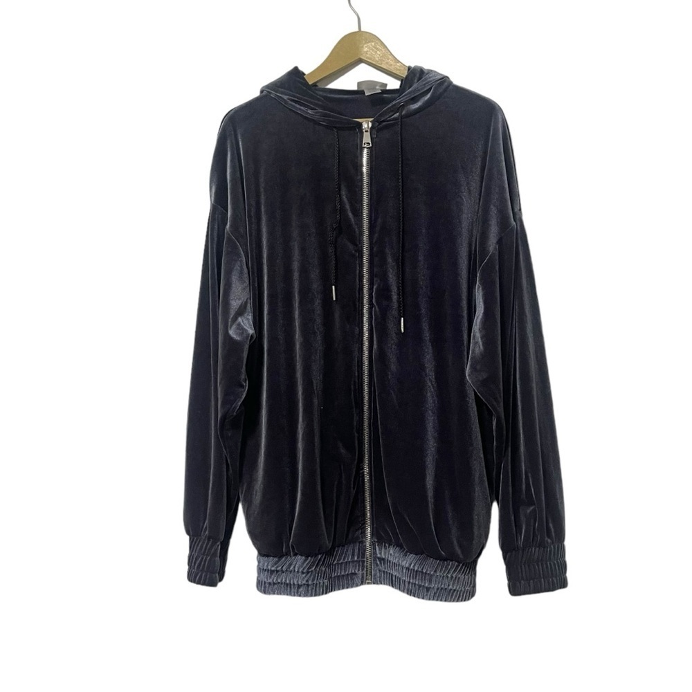 Laina Rauma Dark Purple Velour Oversized Hoodie Leisure Collection Size Small